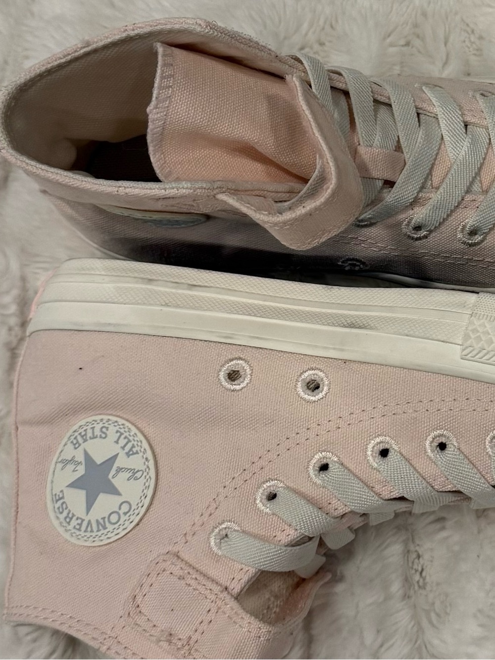 Converse High Top Sneakers in Pale Pink Canvas